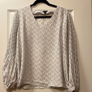 Ann Taylor Cream Blouse with Colorful Dots